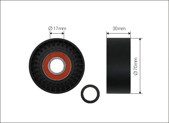 Tensioner Pulley, V-ribbed belt (500384)