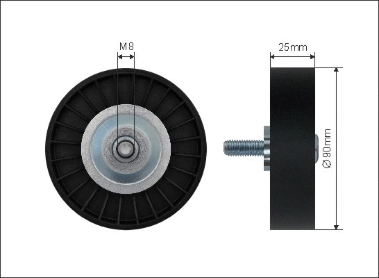 Deflection/Guide Pulley, V-ribbed belt (12-16)