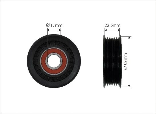 Tensioner Pulley, V-ribbed belt (500401)