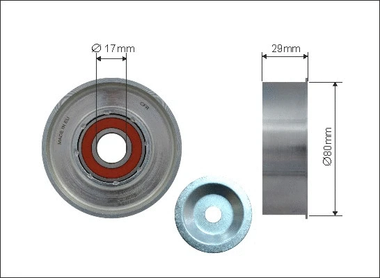 Tensioner Pulley, V-ribbed belt (500174)
