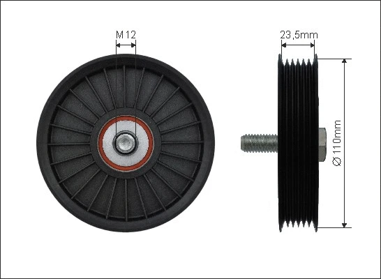 Deflection/Guide Pulley, V-ribbed belt (88-00)