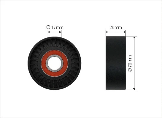 Tensioner Pulley, V-ribbed belt (500074)
