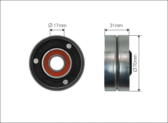 Tensioner Pulley, V-ribbed belt (500168)