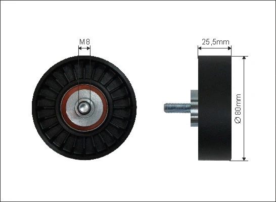 Deflection/Guide Pulley, V-ribbed belt (37-12)