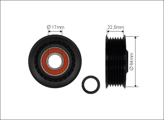 Deflection/Guide Pulley, V-ribbed belt (306-40)