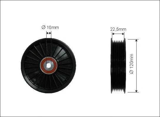 Deflection/Guide Pulley, V-ribbed belt (89-98)