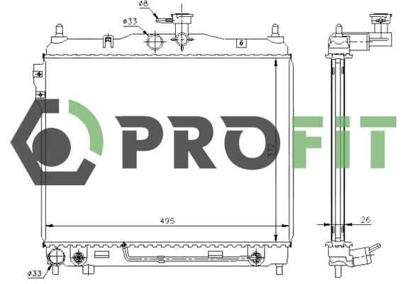 Radiator, engine cooling (1740-0141)
