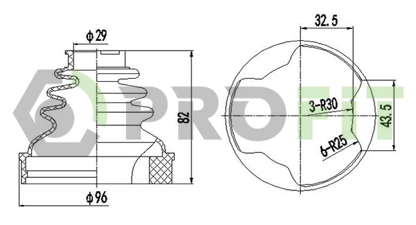 Bellow Kit, drive shaft (2710-0026 XLB)