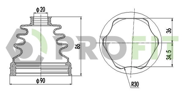 Bellow Kit, drive shaft (2710-0014 XLB)