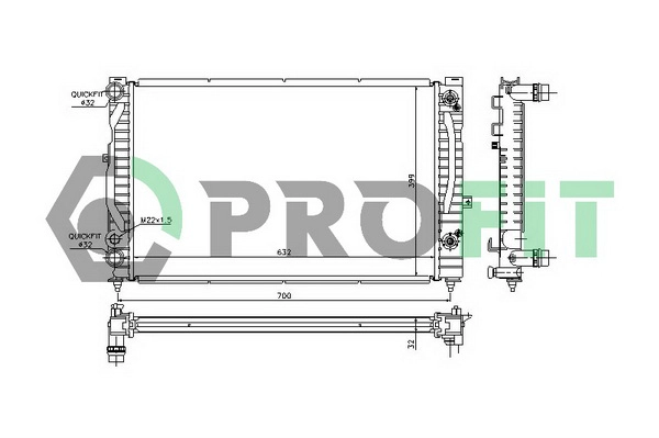 Radiator, engine cooling (PR 0017A1)