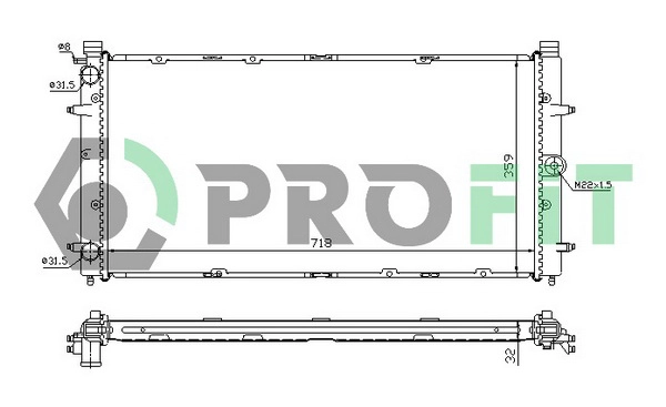 Radiator, engine cooling (PR 9558A1)