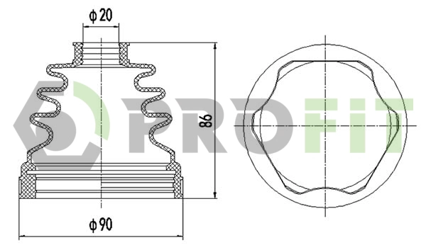 Bellow Kit, drive shaft (2810-0025 XLB)
