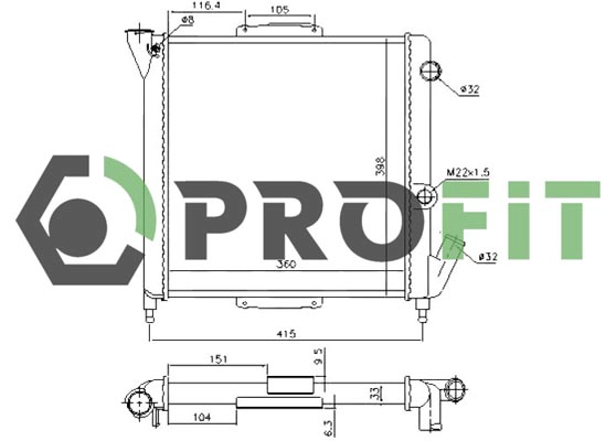 Radiator, engine cooling (1740-0178)