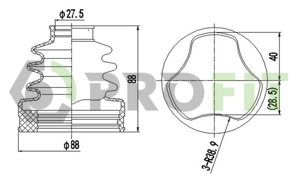 Bellow Kit, drive shaft (2710-0007 XLB)