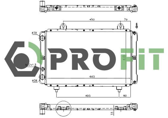 Radiator, engine cooling (1740-0083)