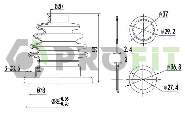 Bellow Kit, drive shaft (2810-0017 XLB)