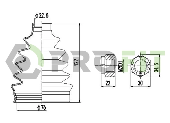 Bellow Kit, drive shaft (2710-0017 XLB)