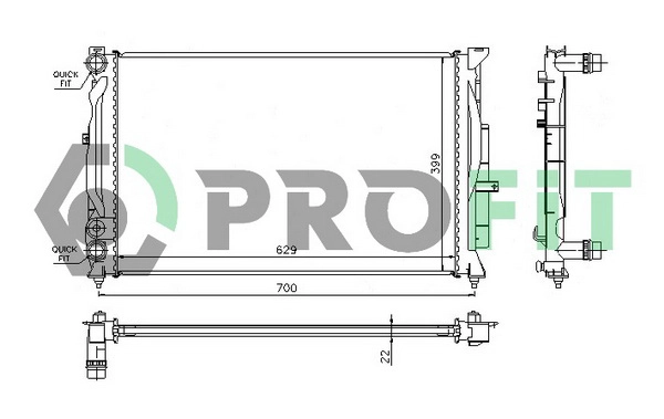 Radiator, engine cooling (PR 0014A2)
