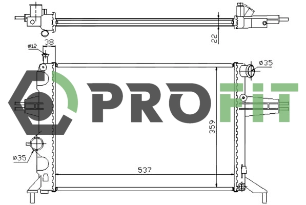 Radiator, engine cooling (1740-0372)