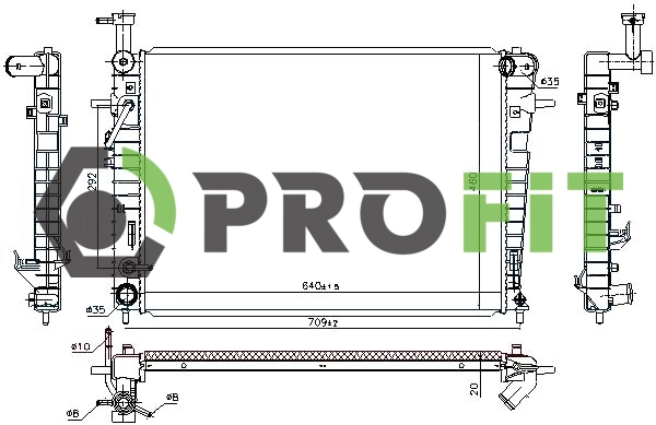 Radiator, engine cooling (1740-0148)