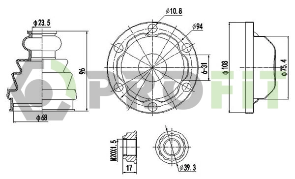 Bellow Kit, drive shaft (2810-0016 XLB)