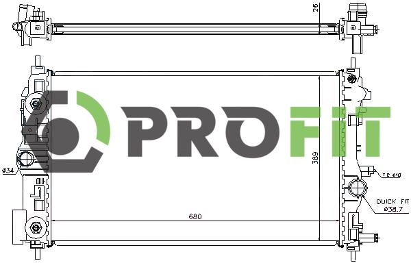 Radiator, engine cooling (1740-0388)