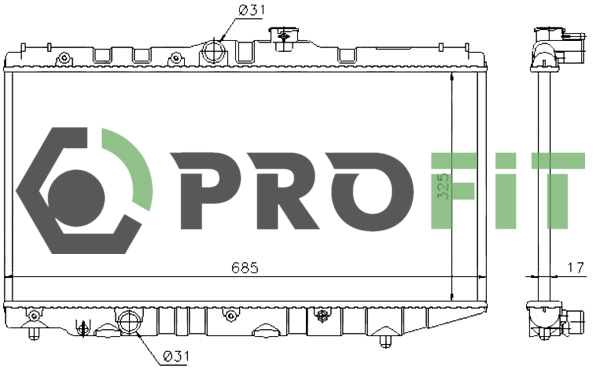 Radiator, engine cooling (1740-0407)