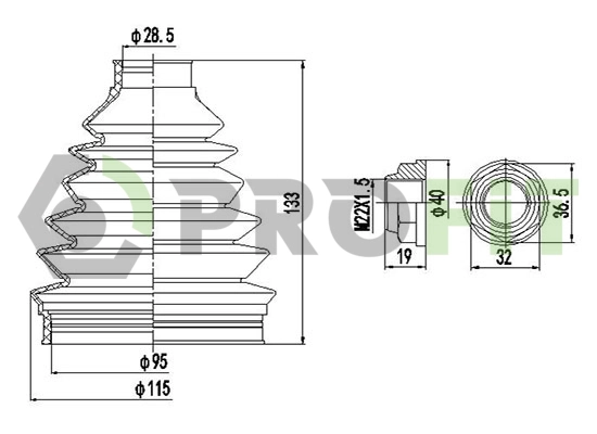 Bellow Kit, drive shaft (2710-0025 XLB)