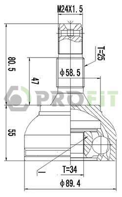 Joint Kit, drive shaft (2710-1455)