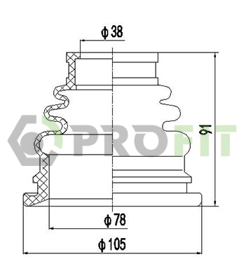 Bellow Kit, drive shaft (2710-0021 XLB)