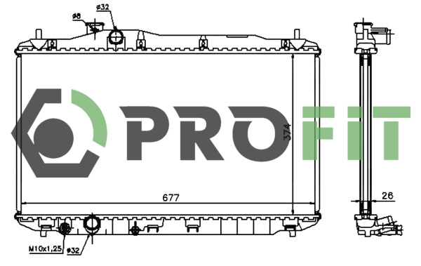 Radiator, engine cooling (1740-0202)