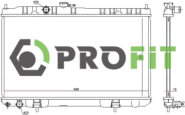 Radiator, engine cooling (1740-0261)