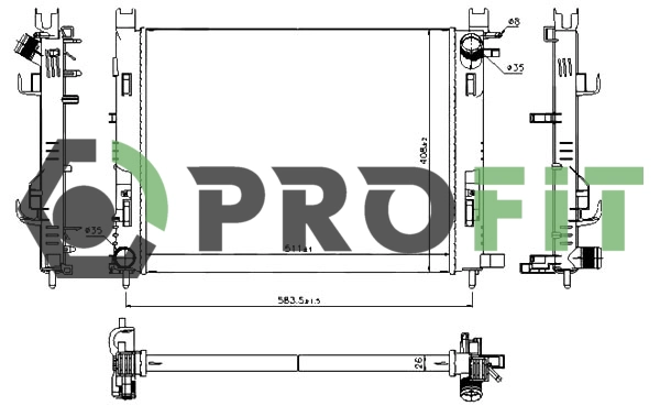 Radiator, engine cooling (1740-0180)
