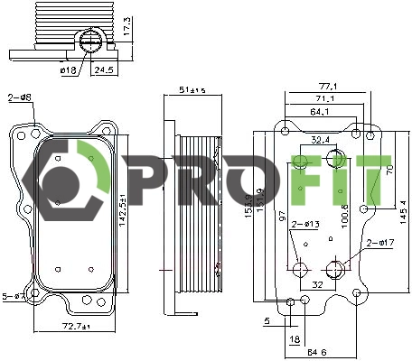 Oil Cooler, engine oil (1745-0061)