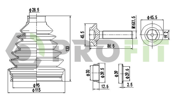 Bellow Kit, drive shaft (2710-0031 XLB)