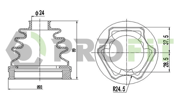 Bellow Kit, drive shaft (2710-0019 XLB)