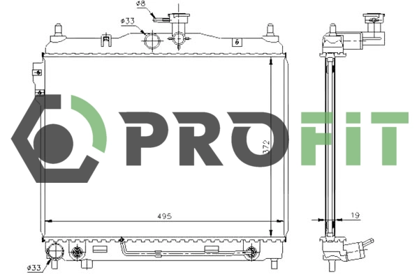 Radiator, engine cooling (1740-0145)