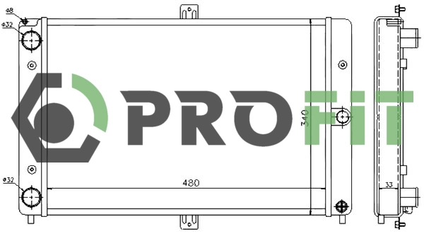 Radiator, engine cooling (1740-1500)