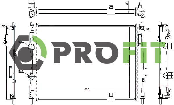 Radiator, engine cooling (1740-0267)