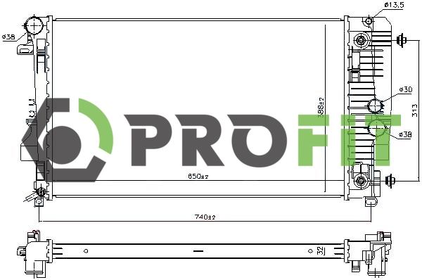Radiator, engine cooling (1740-0317)