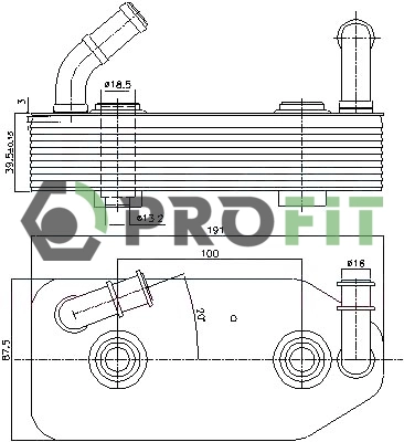 Oil Cooler, engine oil (1745-0050)