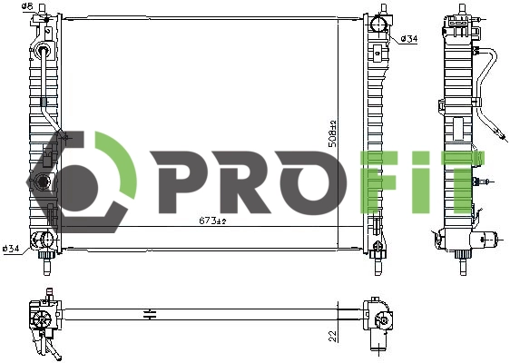 Radiator, engine cooling (1740-0393)