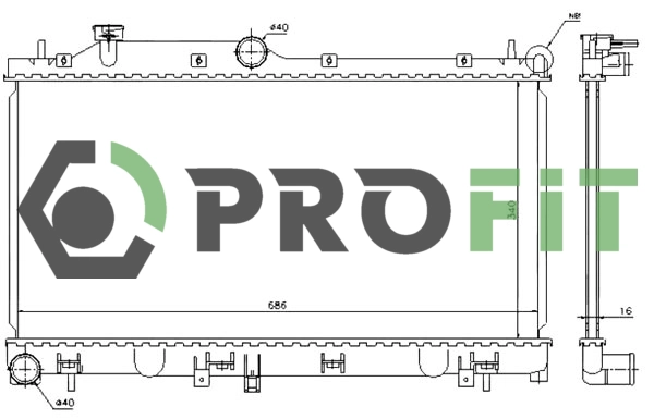 Radiator, engine cooling (1740-0351)