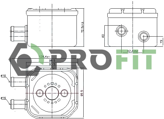 Oil Cooler, engine oil (1745-0064)