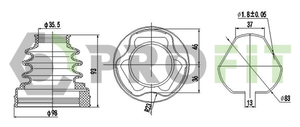 Bellow Kit, drive shaft (2710-0023 XLB)