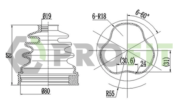 Bellow Kit, drive shaft (2710-0006 XLB)