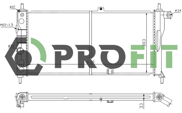 Radiator, engine cooling (1740-0381)