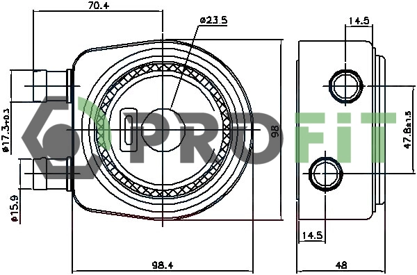 Oil Cooler, engine oil (1745-0048)