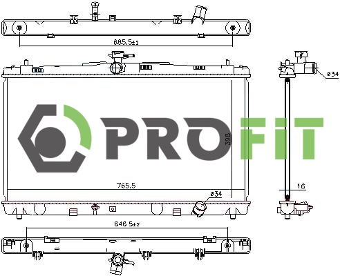 Radiator, engine cooling (1740-0412)