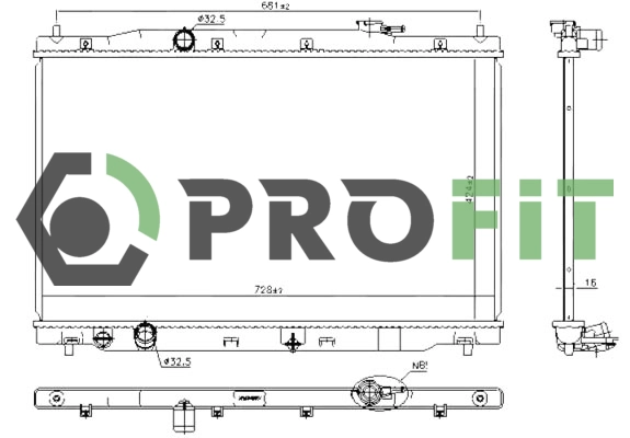 Radiator, engine cooling (1740-0207)